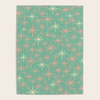 Starbursts Mid Century Modern Retro Pattern in Blush Pink, Cream, and Mint Teal Poster Gallery Image 4