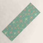 Starbursts Mid Century Modern Retro Pattern in Blush Pink, Cream, and Mint Teal Yoga Mat Gallery Image 1
