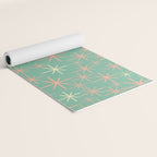 Starbursts Mid Century Modern Retro Pattern in Blush Pink, Cream, and Mint Teal Yoga Mat Gallery Image 2