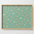Starbursts Mid Century Modern Retro Pattern in Blush Pink, Cream, and Mint Teal Serving Tray Gallery Image 1