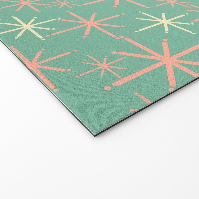Starbursts Mid Century Modern Retro Pattern in Blush Pink, Cream, and Mint Teal Welcome Mat Gallery Image 2