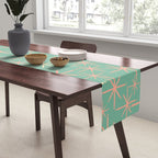 Starbursts Mid Century Modern Retro Pattern in Blush Pink, Cream, and Mint Teal Table Runner Gallery Image 2