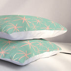 Starbursts Mid Century Modern Retro Pattern in Blush Pink, Cream, and Mint Teal Pillow Sham Gallery Image 3