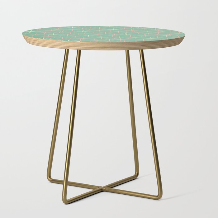 Starbursts Mid Century Modern Retro Pattern in Blush Pink, Cream, and Mint Teal Side Table Gallery Image 1