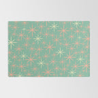 Starbursts Mid Century Modern Retro Pattern in Blush Pink, Cream, and Mint Teal Rug Gallery Image 2