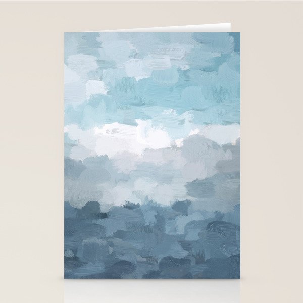 Nightfall Sailing - Indigo Navy Sky Blue Gray White Ocean Horizon Abstract Sea Rainy Cloudy Stormy Stationery Card Gallery Image 1
