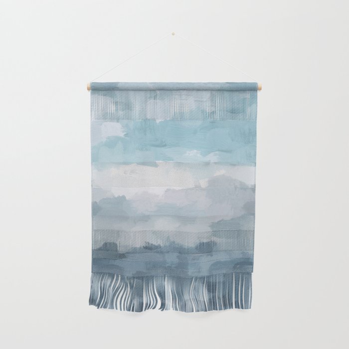 Nightfall Sailing - Indigo Navy Sky Blue Gray White Ocean Horizon Abstract Sea Rainy Cloudy Stormy Wall Hanging Gallery Image 1