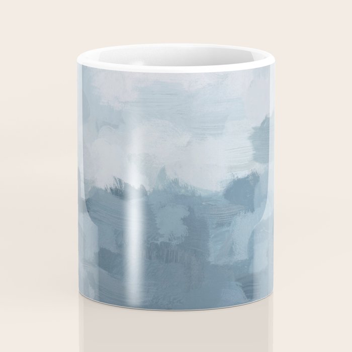 Nightfall Sailing - Indigo Navy Sky Blue Gray White Ocean Horizon Abstract Sea Rainy Cloudy Stormy Coffee Mug Gallery Image 4