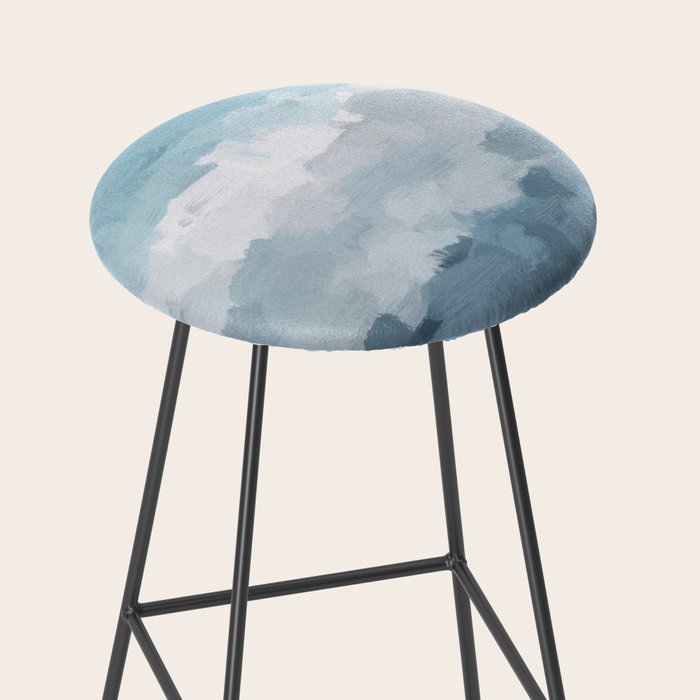 Nightfall Sailing - Indigo Navy Sky Blue Gray White Ocean Horizon Abstract Sea Rainy Cloudy Stormy Stool Gallery Image 2