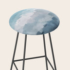 Nightfall Sailing - Indigo Navy Sky Blue Gray White Ocean Horizon Abstract Sea Rainy Cloudy Stormy Stool Gallery Image 2