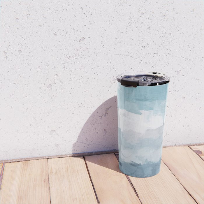 Nightfall Sailing - Indigo Navy Sky Blue Gray White Ocean Horizon Abstract Sea Rainy Cloudy Stormy Travel Mug Gallery Image 4