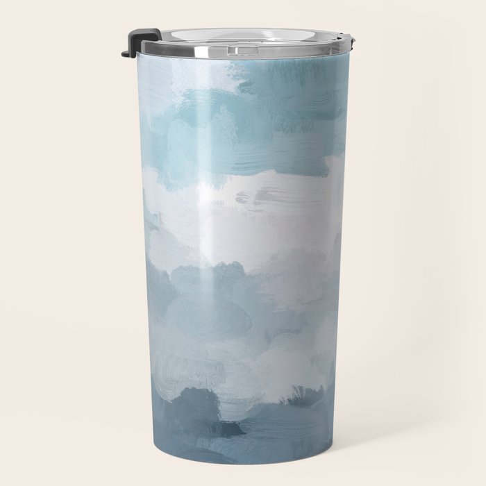Nightfall Sailing - Indigo Navy Sky Blue Gray White Ocean Horizon Abstract Sea Rainy Cloudy Stormy Travel Mug Gallery Image 3