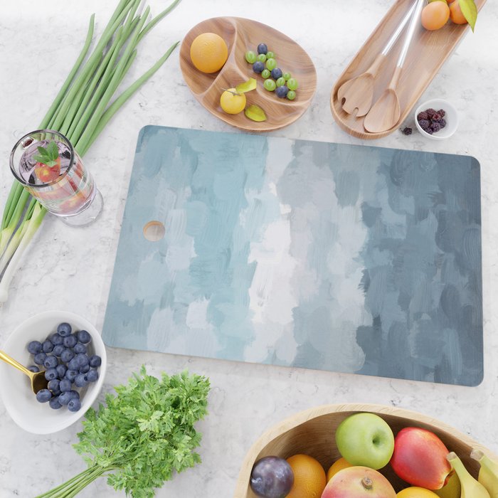 Nightfall Sailing - Indigo Navy Sky Blue Gray White Ocean Horizon Abstract Sea Rainy Cloudy Stormy Cutting Board Gallery Image 2
