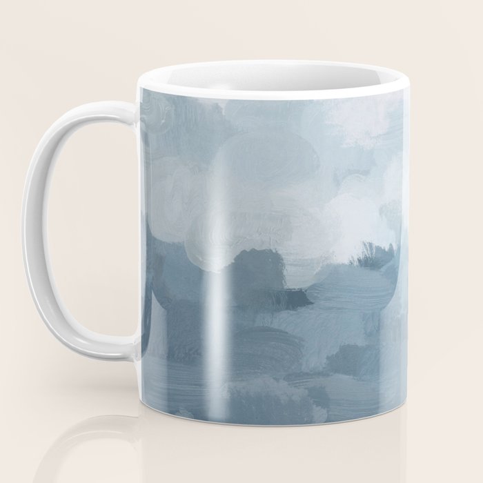 Nightfall Sailing - Indigo Navy Sky Blue Gray White Ocean Horizon Abstract Sea Rainy Cloudy Stormy Coffee Mug Gallery Image 3