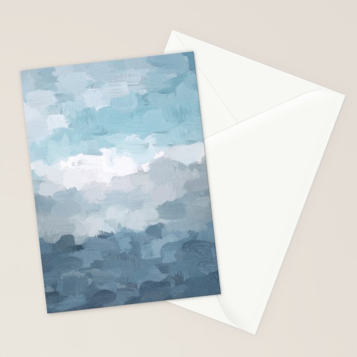 Nightfall Sailing - Indigo Navy Sky Blue Gray White Ocean Horizon Abstract Sea Rainy Cloudy Stormy Stationery Card Gallery Image 2