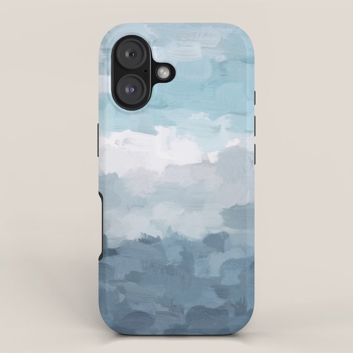 Nightfall Sailing - Indigo Navy Sky Blue Gray White Ocean Horizon Abstract Sea Rainy Cloudy Stormy iPhone Case Gallery Image 1