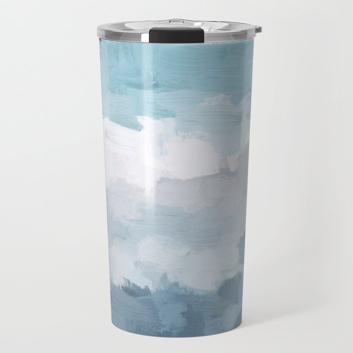 Nightfall Sailing - Indigo Navy Sky Blue Gray White Ocean Horizon Abstract Sea Rainy Cloudy Stormy Travel Mug Gallery Image 1