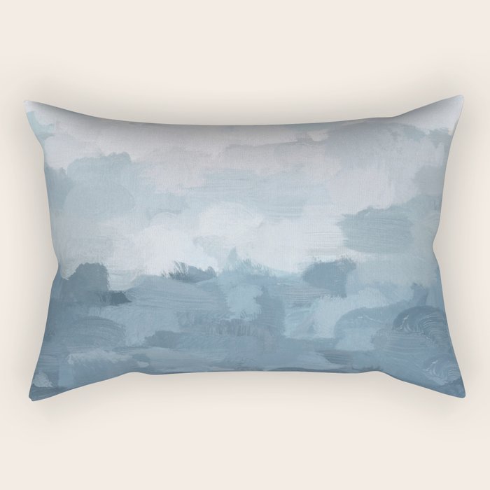 Nightfall Sailing - Indigo Navy Sky Blue Gray White Ocean Horizon Abstract Sea Rainy Cloudy Stormy Rectangular Pillow Gallery Image 1