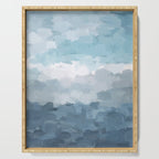 Nightfall Sailing - Indigo Navy Sky Blue Gray White Ocean Horizon Abstract Sea Rainy Cloudy Stormy Serving Tray Gallery Image 1