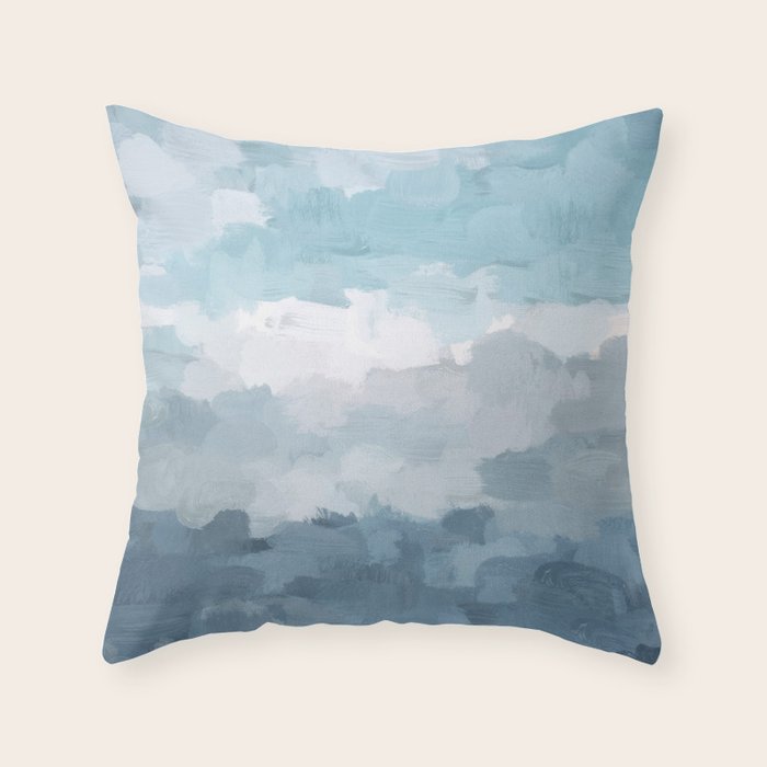Nightfall Sailing - Indigo Navy Sky Blue Gray White Ocean Horizon Abstract Sea Rainy Cloudy Stormy Throw Pillow Gallery Image 1