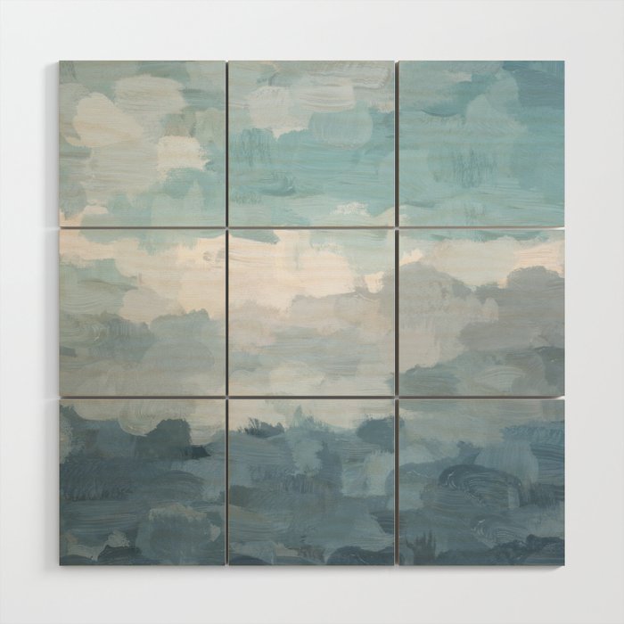 Nightfall Sailing - Indigo Navy Sky Blue Gray White Ocean Horizon Abstract Sea Rainy Cloudy Stormy Wood Wall Art Gallery Image 1