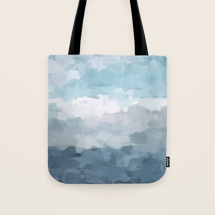 Nightfall Sailing - Indigo Navy Sky Blue Gray White Ocean Horizon Abstract Sea Rainy Cloudy Stormy Tote Bag Gallery Image 1