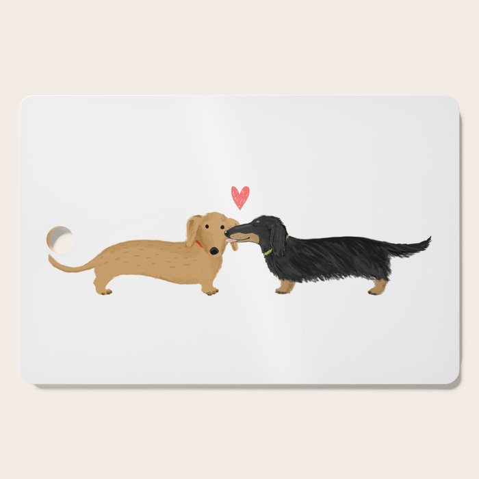 Cute Wiener Dogs with Heart | Dachshunds Love Cutting Board Gallery Image 1