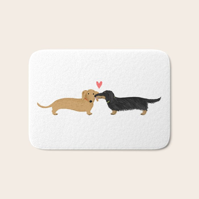 Cute Wiener Dogs with Heart | Dachshunds Love Bath Mat Gallery Image 1