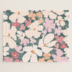 Peach and pink floral field pattern Jigsaw Puzzle Gallery Image 1