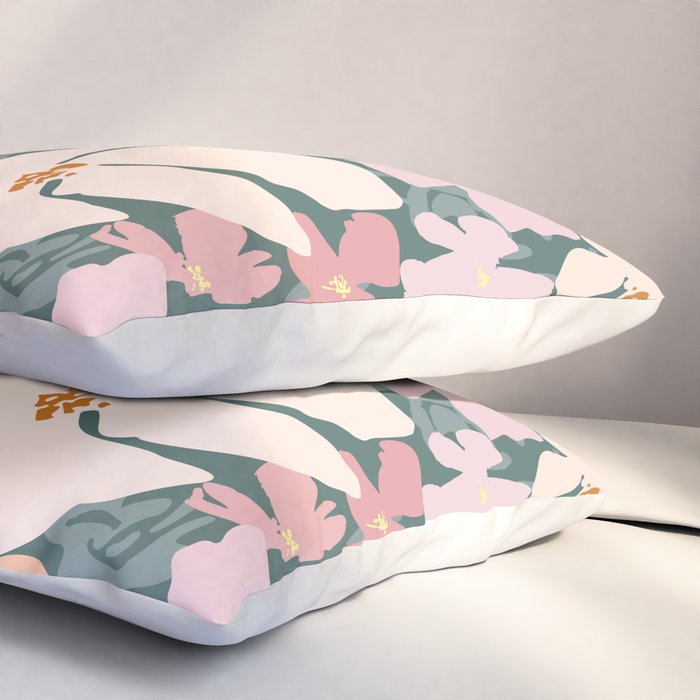 Peach and pink floral field pattern Pillow Sham Gallery Image 3