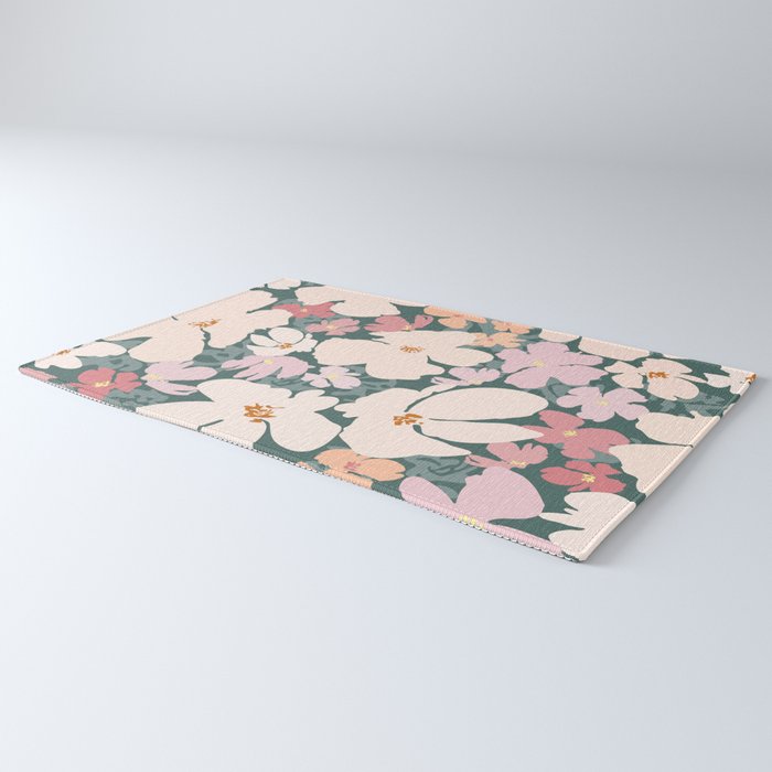Peach and pink floral field pattern Rug Gallery Image 3