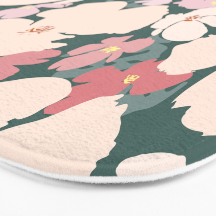 Peach and pink floral field pattern Bath Mat Gallery Image 3