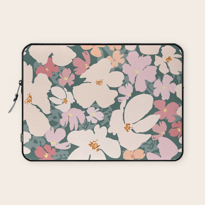 Peach and pink floral field pattern Laptop Sleeve Gallery Image 1