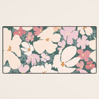 Peach and pink floral field pattern Desk Mat Gallery Image 3