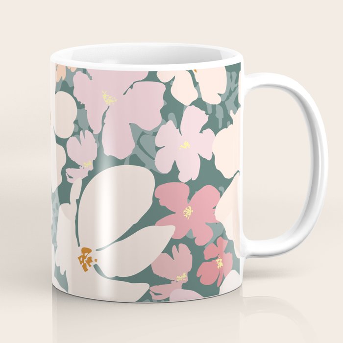 Peach and pink floral field pattern Coffee Mug Gallery Image 1