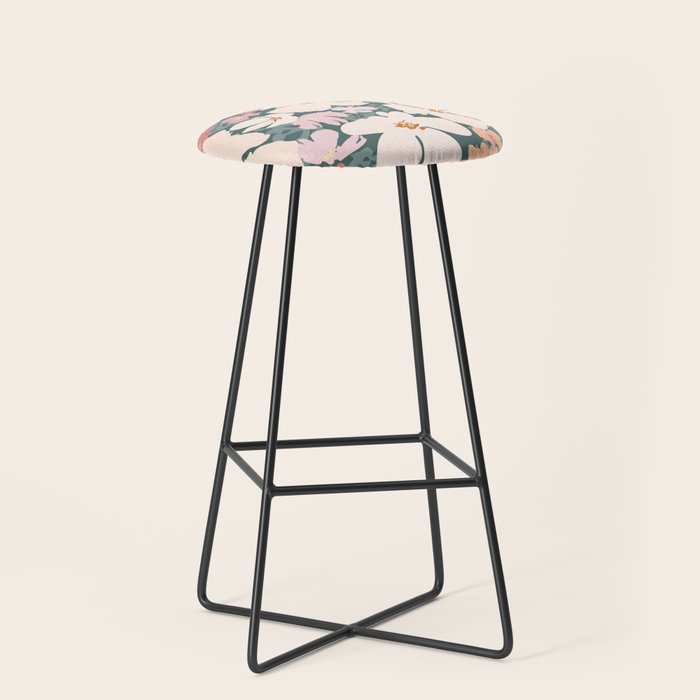 Peach and pink floral field pattern Stool Gallery Image 1