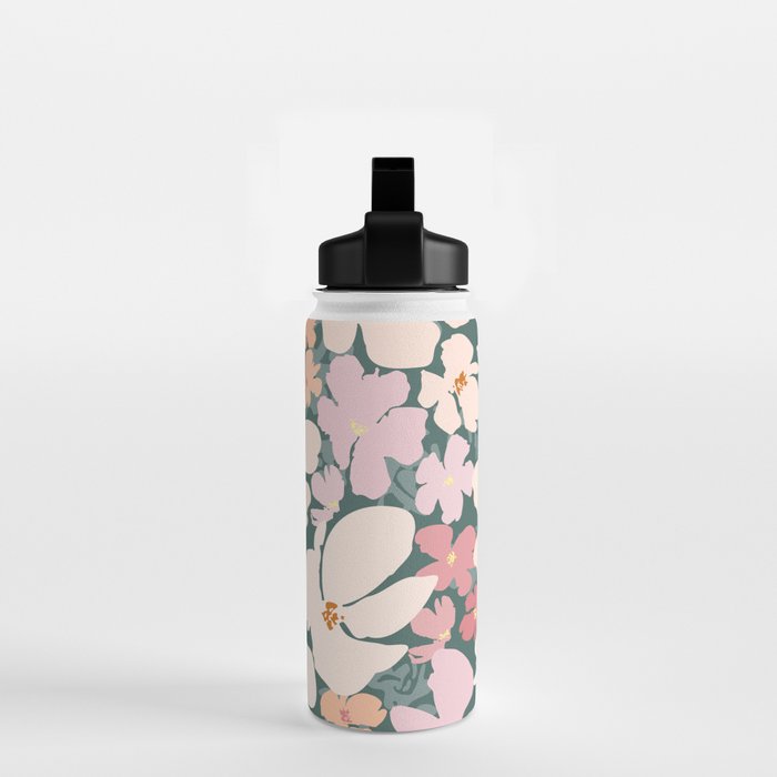 Peach and pink floral field pattern Water Bottle Gallery Image 2
