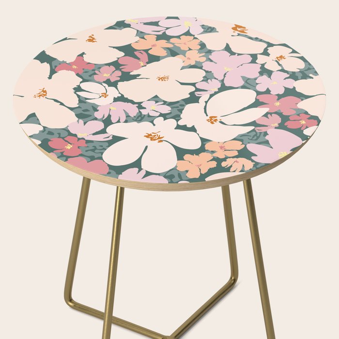 Peach and pink floral field pattern Side Table Gallery Image 2