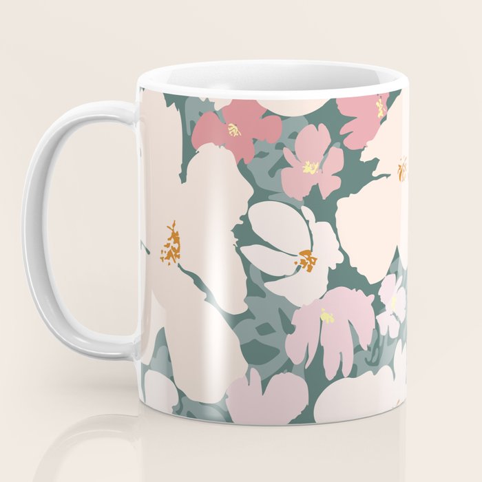 Peach and pink floral field pattern Coffee Mug Gallery Image 3