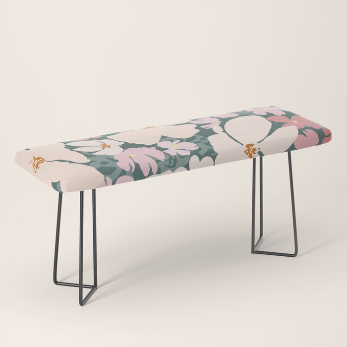 Peach and pink floral field pattern Bench Gallery Image 1