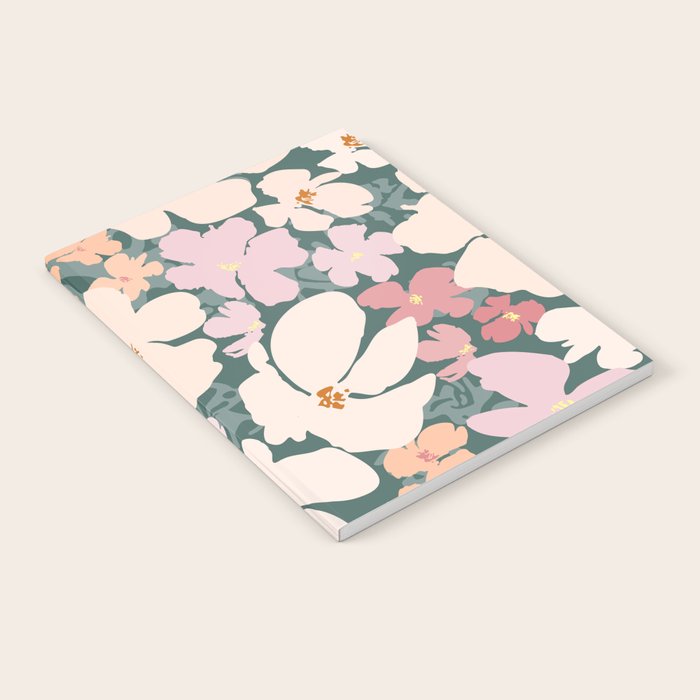 Peach and pink floral field pattern Notebook