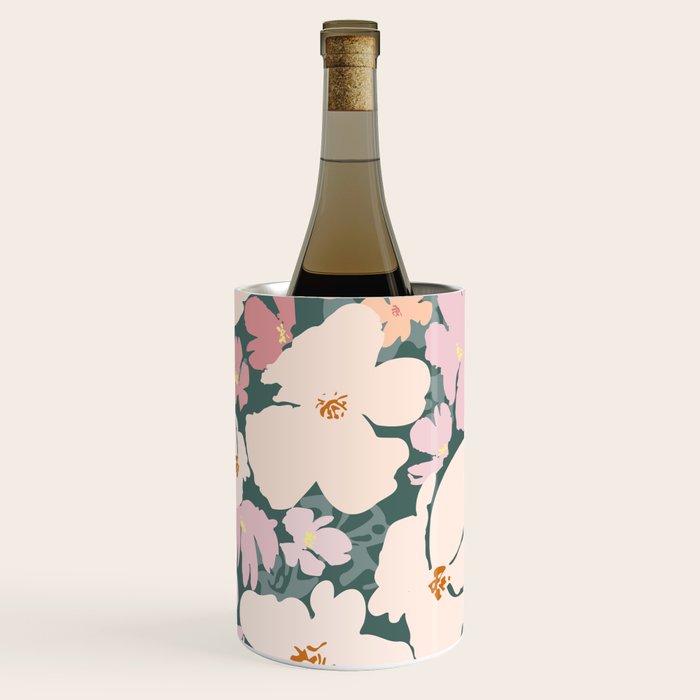 Peach and pink floral field pattern Wine Chiller Gallery Image 1