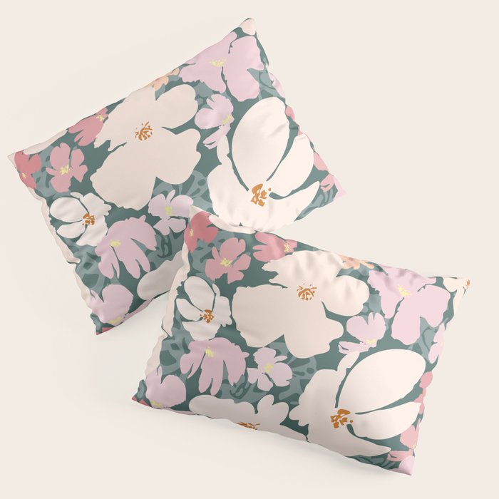Peach and pink floral field pattern Pillow Sham Gallery Image 3
