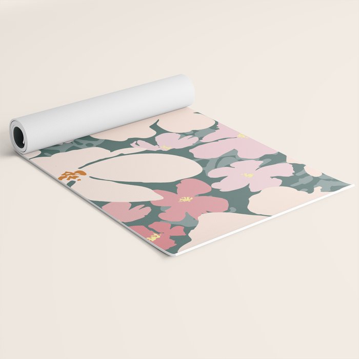 Peach and pink floral field pattern Yoga Mat Gallery Image 2
