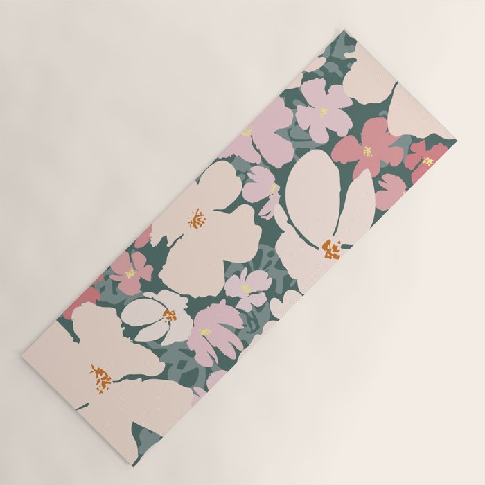 Peach and pink floral field pattern Yoga Mat Gallery Image 1
