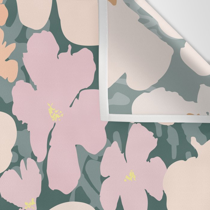 Peach and pink floral field pattern Wall Tapestry Gallery Image 3