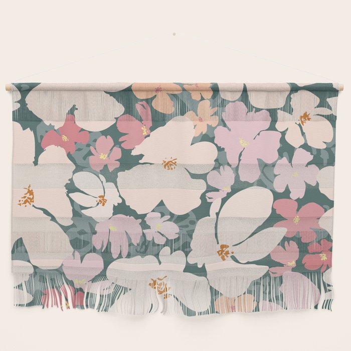 Peach and pink floral field pattern Wall Hanging Gallery Image 1