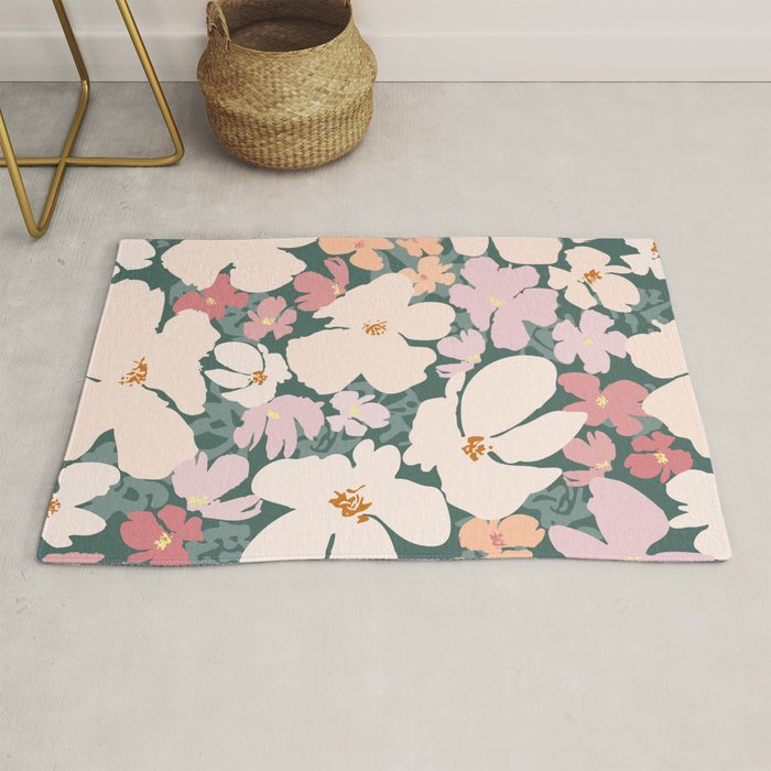 Peach and pink floral field pattern Rug Gallery Image 1
