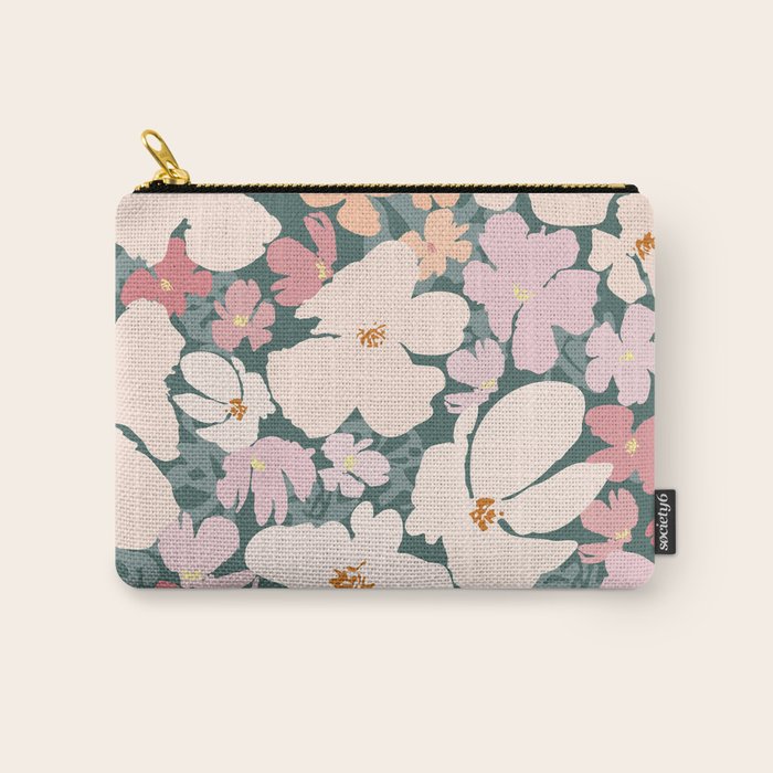 Peach and pink floral field pattern Carry All Pouch Gallery Image 1