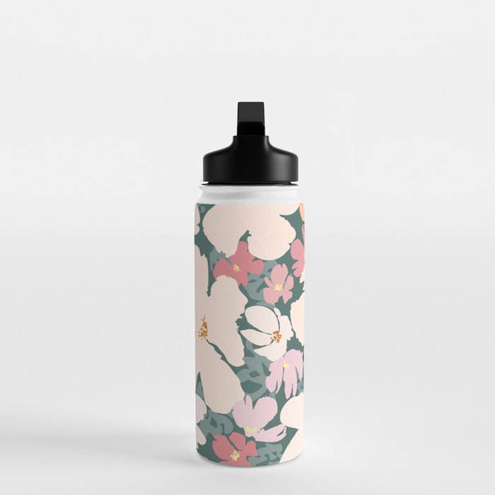 Peach and pink floral field pattern Water Bottle Gallery Image 3